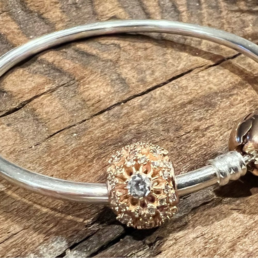 Authentic Pandora Charm Pandora Rose TM Inner Radiance Zirconia Pave Cz Flower